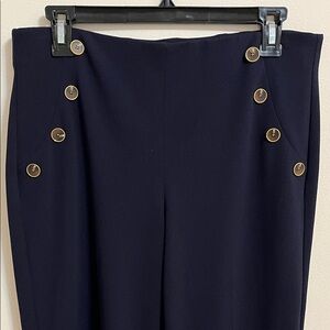 Express Dark Navy Wide Leg High Rise Pants Trousers Pull On Knit Stretch Medium